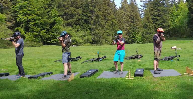 Mountain bike biathlon and running
