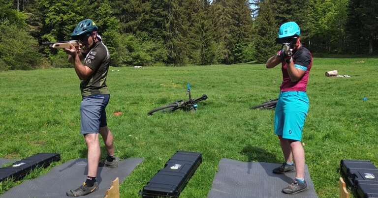 Mountain bike biathlon and running