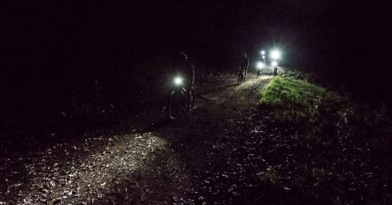 Full moon ride on an electric mountain bike